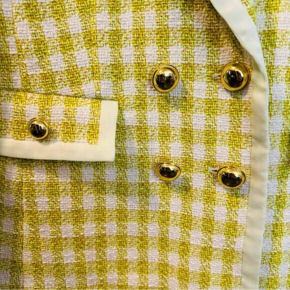Halogen x Atlantic-Pacific Neon Green Tweed Blazer Jacket Size 10 NWOT - Picture 7 of 14
